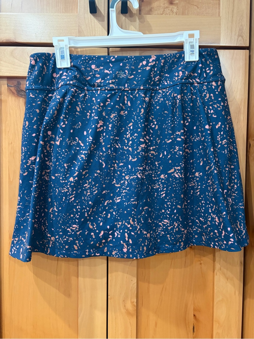Title Nine Navy peach skort Skirt with slit Pink Fleck Print extra large XL